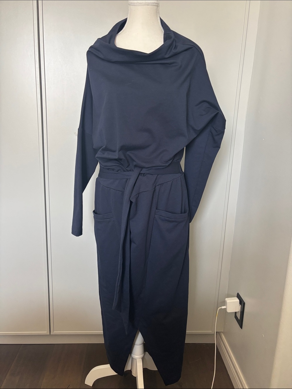 Andrea Crocetta Navy Women’s Cotton Dress with Belt